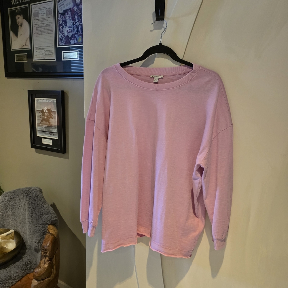 Esprit Pastel Pink Ribbed-Neck Sweatshirt